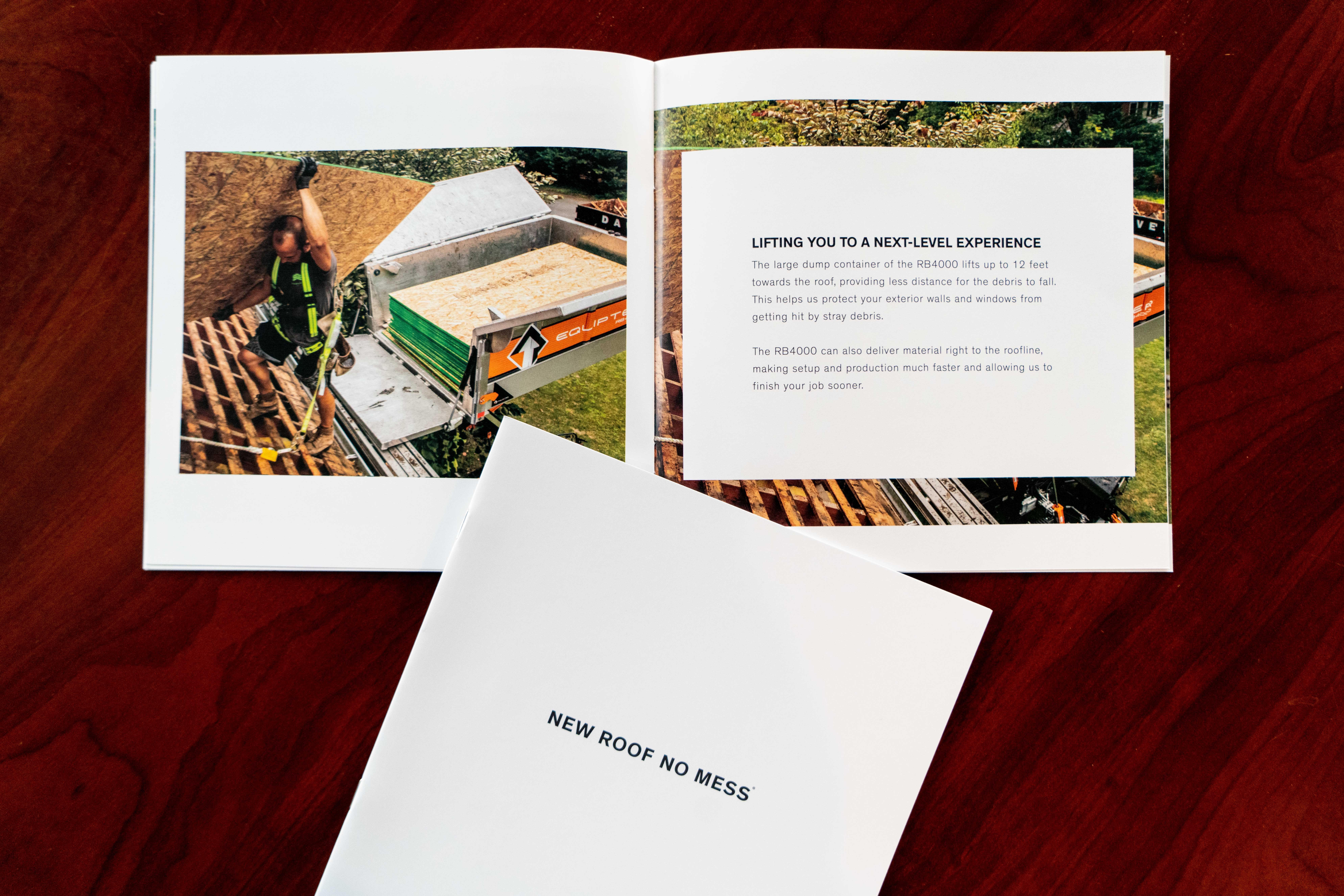 New Roof No Mess contractor marketing booklet