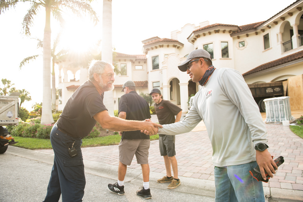 handshake with contractors